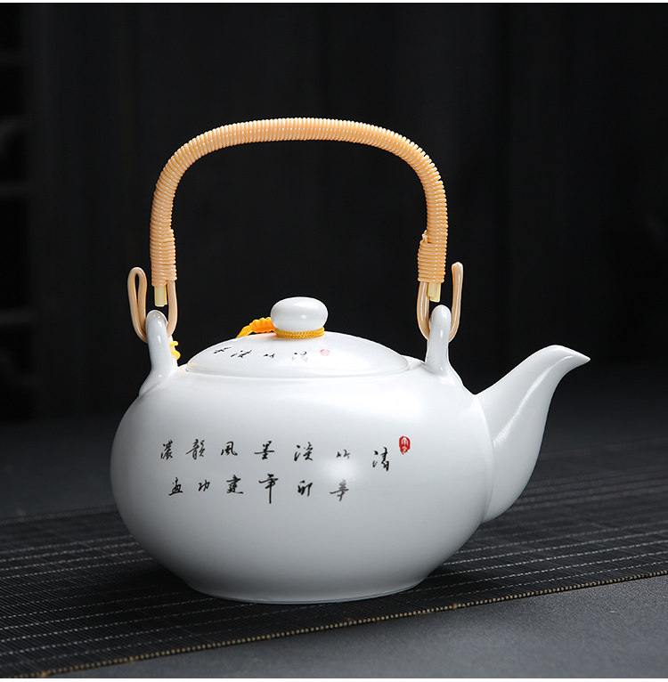 Jingdezhen ceramic Kung Fu tea set, home handle teapot and tea cup complete set, simple gift box with a tray included pic 18