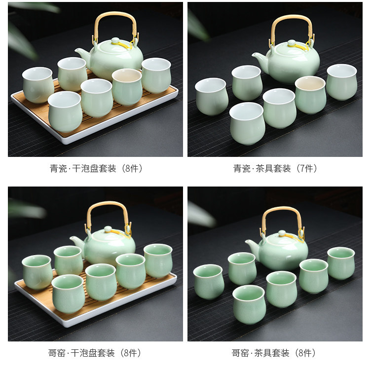 Jingdezhen ceramic Kung Fu tea set, home handle teapot and tea cup complete set, simple gift box with a tray included pic 9