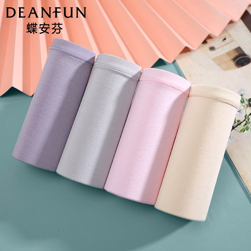 Die Anfen underwear female breathable bamboo fiber solid color seamless shorts soft mid-waist boxer 13254 - Taobao