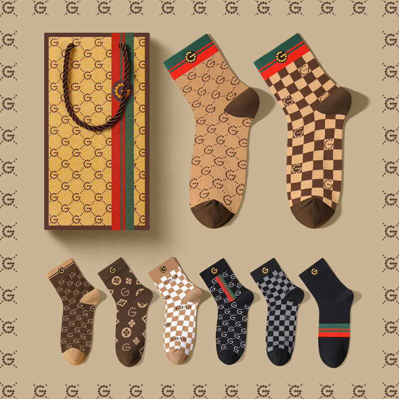 Gdad Socks Men's Mid-Calf Printed Trendy Spring, Autumn and Winter Pure Cotton Anti-Odor Sweat-Absorbent Sports Socks Anti-Odor All-Season Style