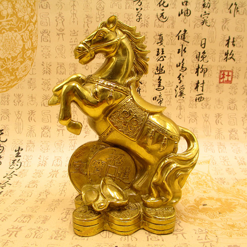 Pure Copper Horse Pendulum with a Caima to Success XII Zodiac Bronze Horse Craft Gifts Swing Accessories Home Office Feng Shui Decoration Furnishing