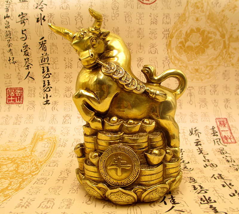 Pure copper Merchants Bull Swing Piece Size Bull gas Okinawa City XII Zodiac Niu Bull Home Office Decoration Feng Shui Furnishing