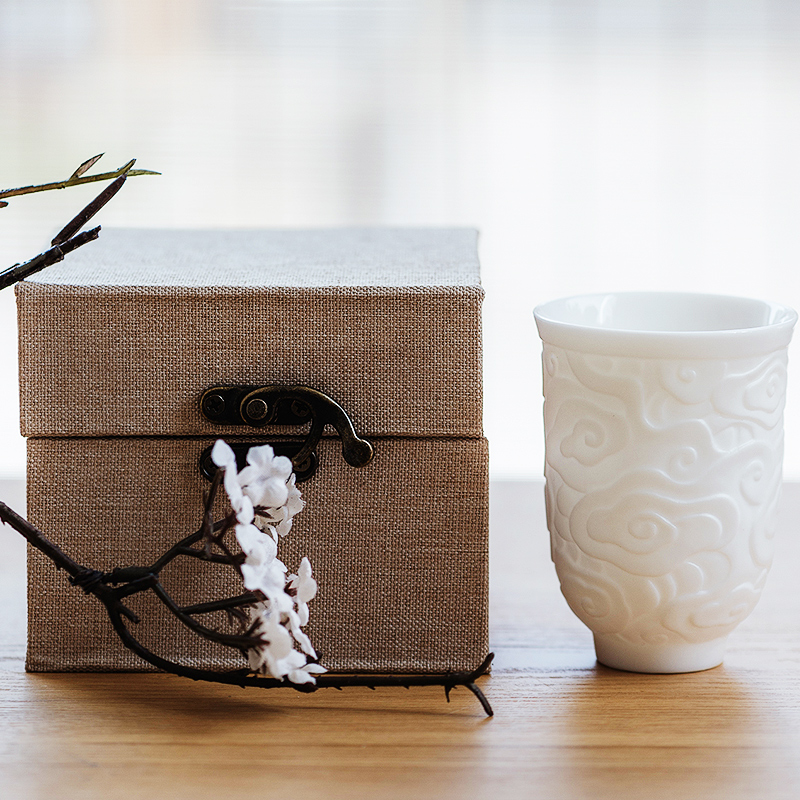 Ceramic suet jade cup personal cup cup kung fu masters cup but small white cup sample tea cup jingdezhen single CPU