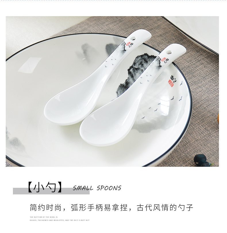 Glair Chinese ceramic tableware large soup bowl thicken household dish dish dish fish dish bowl dish combination suit