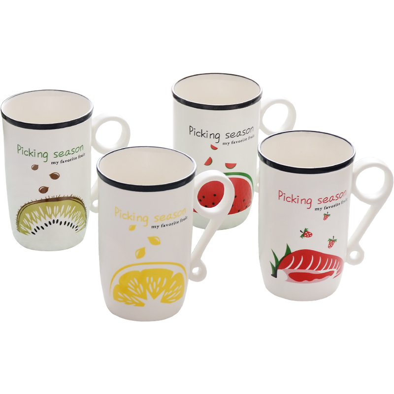 Tangshan ceramic cup home office cup fruit cups of cold how lovely fruit juice milk cup hot tea cup