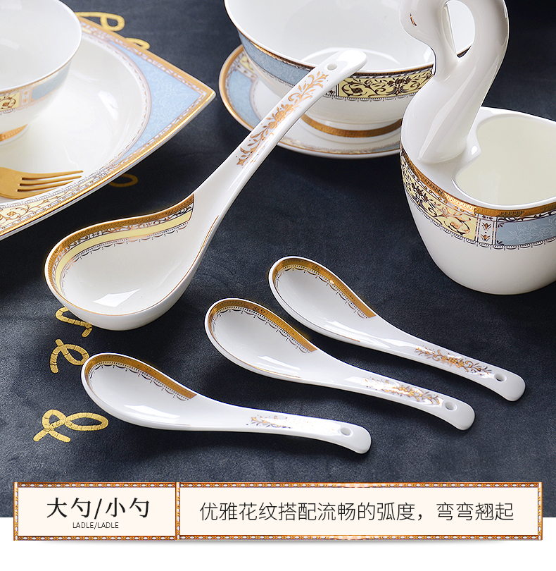 Light and decoration of character porcelain tableware suit dishes suit household European ceramic bowl chopsticks plate combination Europe and the United States for dinner