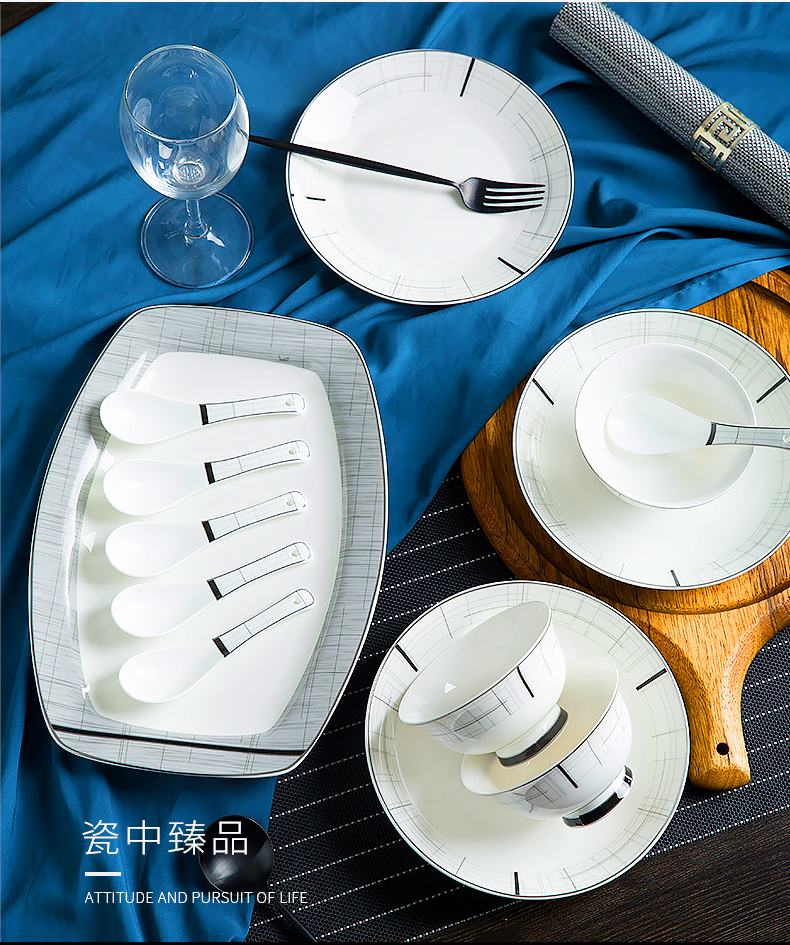 Tableware 0 soup bowl chopsticks, the Nordic breeze light much dishes suit household ceramics Tableware suit European light spring of key-2 luxury