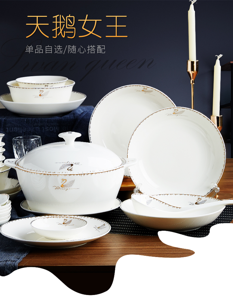 A single large red peony tangshan ceramic tableware dishes dishes soup bowl spoon, chopsticks home diy customize suit creativity