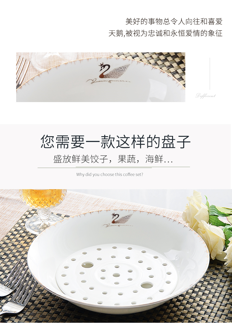 Ceramic double plate of dumplings dumplings plate ipads porcelain tableware circular creative drop up phnom penh household European - style soup plate plate