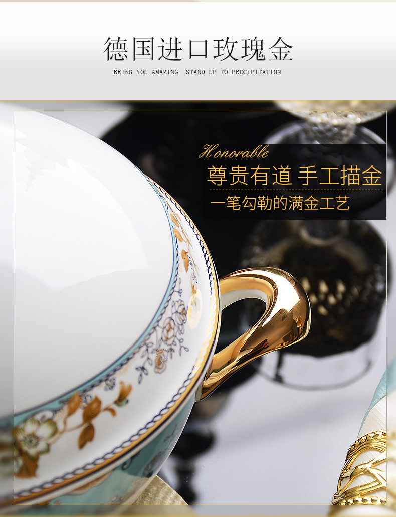 Tangshan ceramics bowl combined ipads porcelain tableware suit household eat rice bowl rainbow such use large soup bowl