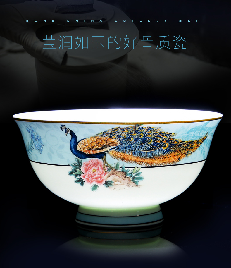 Red peony high - grade ipads China tableware suit ceramic dishes to eat bowl bowls home dishes suit surface of eating soup