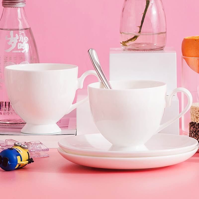 Tangshan red peony ipads porcelain tableware suit coffee cups and saucers two - piece of glass ceramics breakfast a cup of tea cups