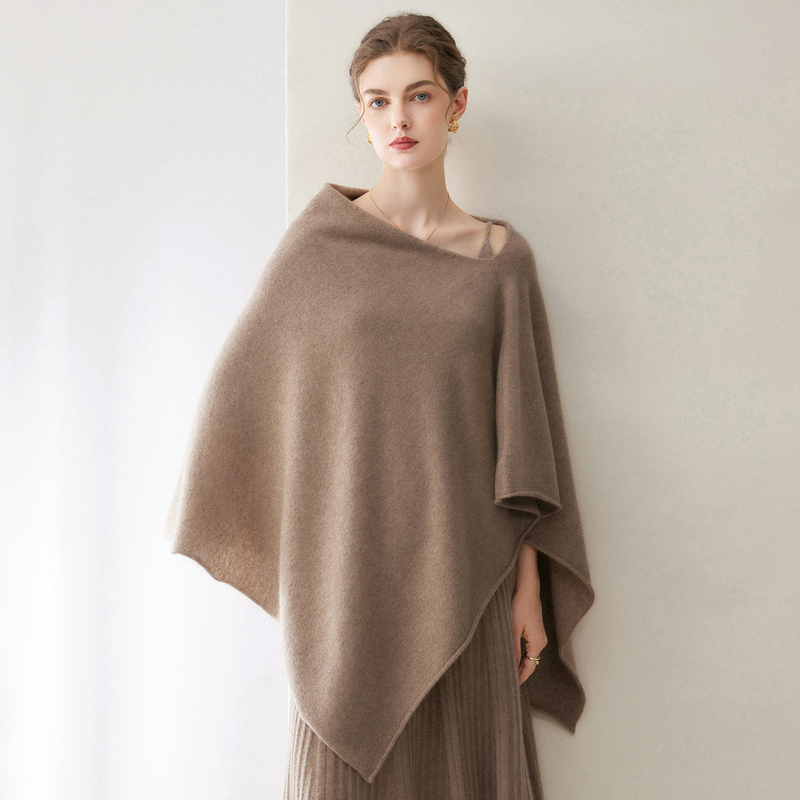 100% Pure Cashmere Knitted Shawl for Women, New Spring, Autumn, and Winter Warm Outerwear Sweater, Irregular Large Cape