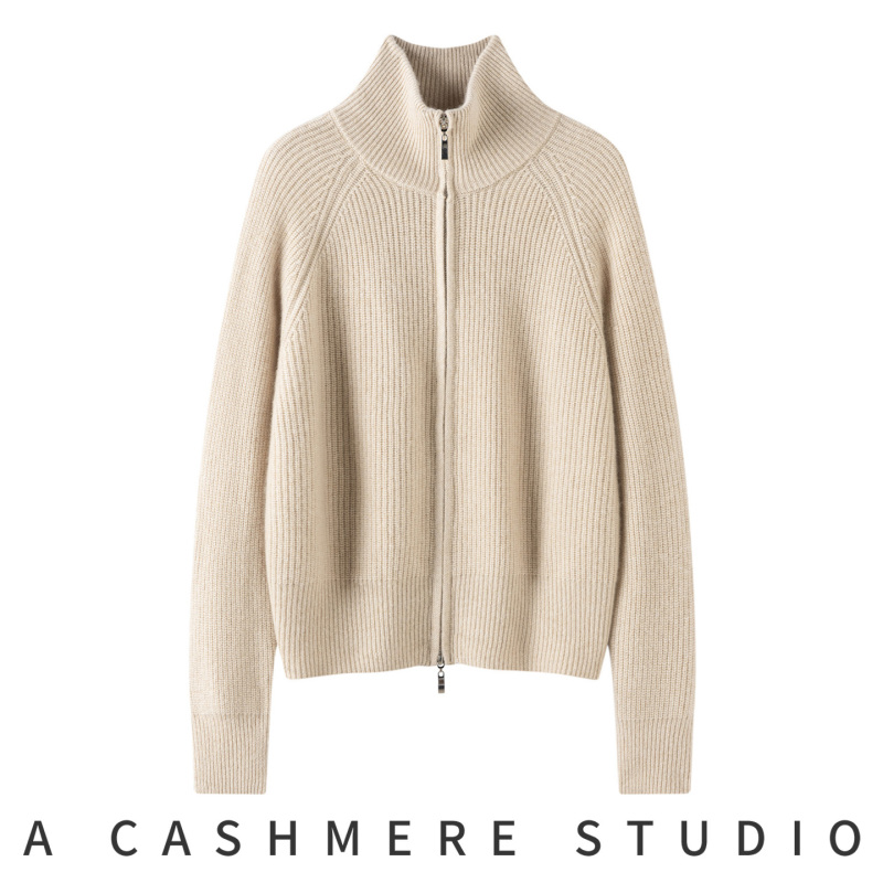 2026 Autumn/Winter New Women's Cashmere Sweater with Stand Collar, Zipper Knit Cardigan, Loose and Lazy Style, Thickened Loose Coat 2026 Autumn/Winter New Women's Cashmere Sweater with Stand Collar, Zipper Knit Cardigan, Loose and Lazy Style, Thickened Loose Coat
