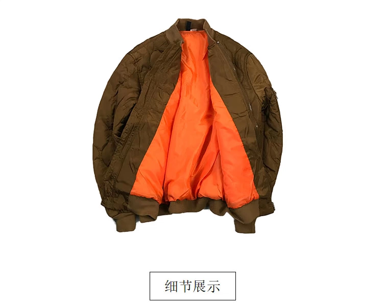 Mùa đông mới Nhật Bản retro Ma1 cotton áo khoác đứng cổ áo màu rắn in xu hướng áo di động nhỏ nam và nữ mô hình cặp vợ chồng