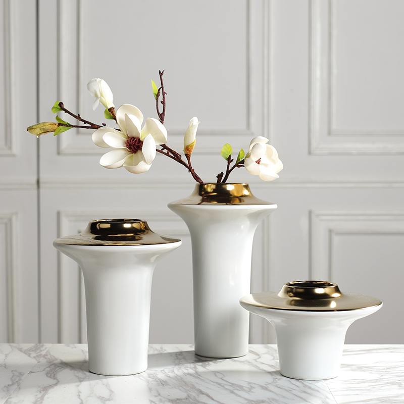 Creative I and contracted light flower arranging exchanger with the ceramics vase key-2 luxury furnishing articles sitting room ark example room Nordic soft decoration