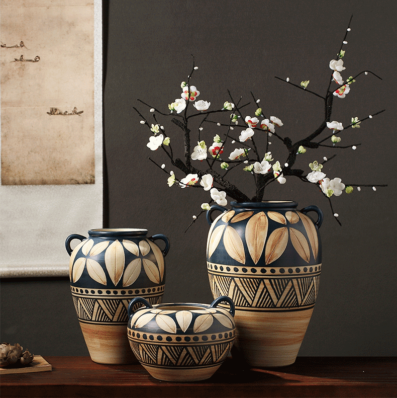 Composed of ancient earthenware jar are dried flower flower implement the original ceramic coarse pottery flowerpot vase do old zen simple furnishing articles