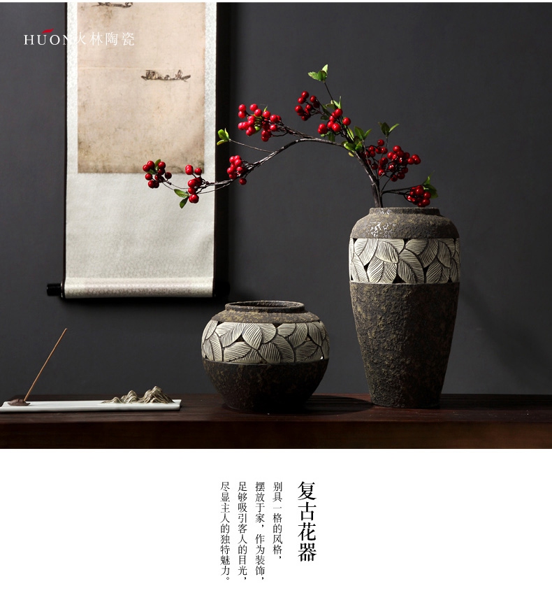 Manual pottery coarse TaoHua restoring ancient ways is the dried flower arranging furnishing articles zen tea room vases, ceramic flower pot clay POTS