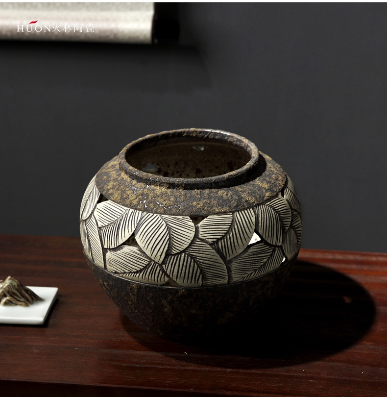 Manual pottery coarse TaoHua restoring ancient ways is the dried flower arranging furnishing articles zen tea room vases, ceramic flower pot clay POTS