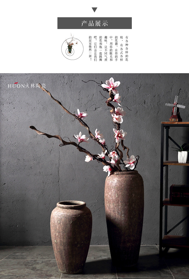 New Chinese style restoring ancient ways of jingdezhen ceramic POTS do old ceramic flower implement sitting room put dried flowers of large vases, coarse pottery furnishing articles