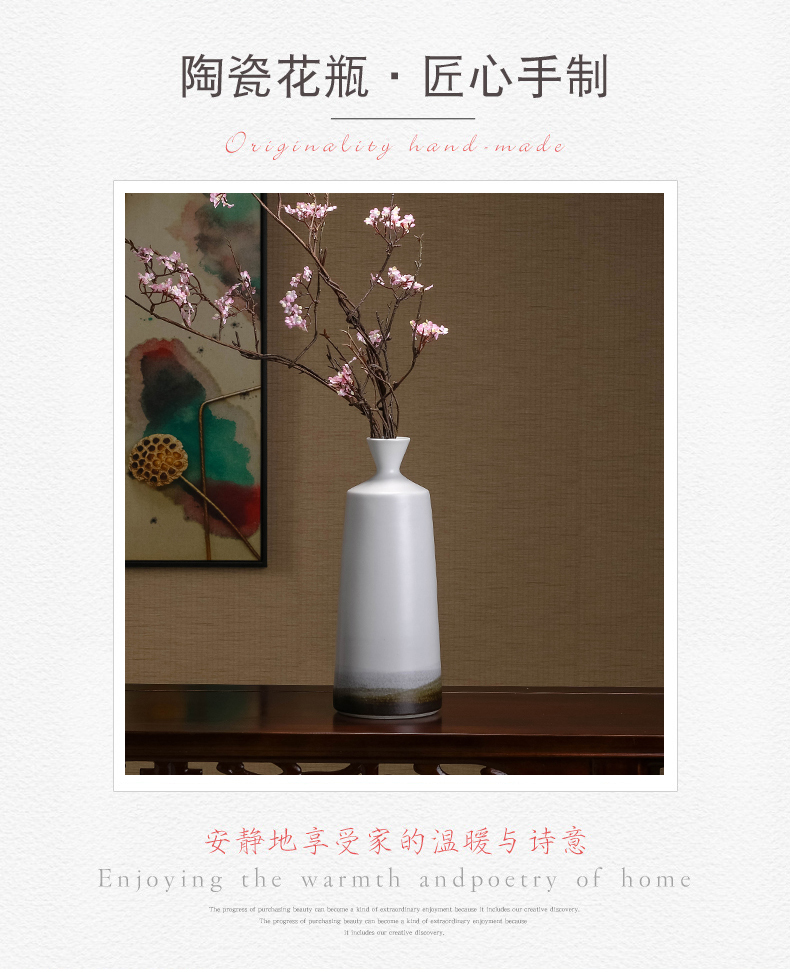 Zen ceramic vase furnishing articles dried flowers flower arrangement of new Chinese style ink porch home sitting room TV ark, adornment