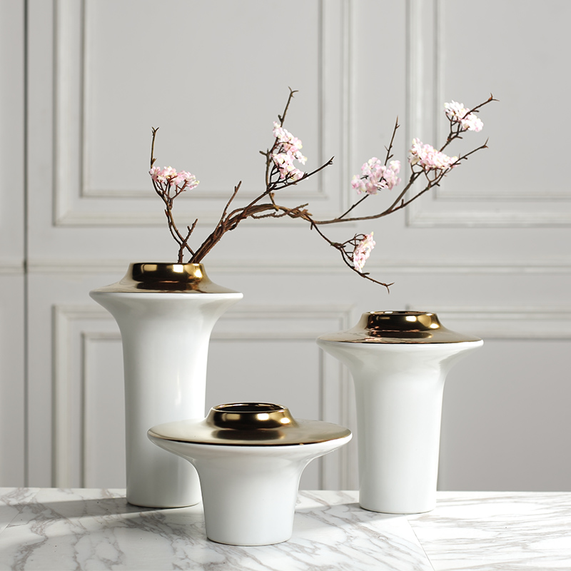 Creative I and contracted light flower arranging exchanger with the ceramics vase key-2 luxury furnishing articles sitting room ark example room Nordic soft decoration