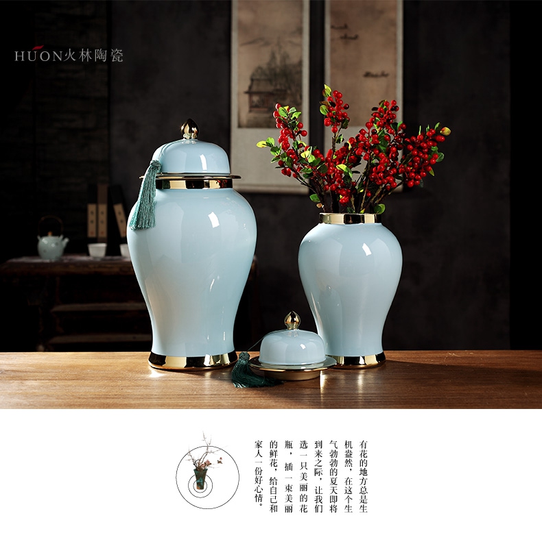 The New Chinese jingdezhen blue tank general furnishing articles sitting room porch mesa table flower between example club floral outraged