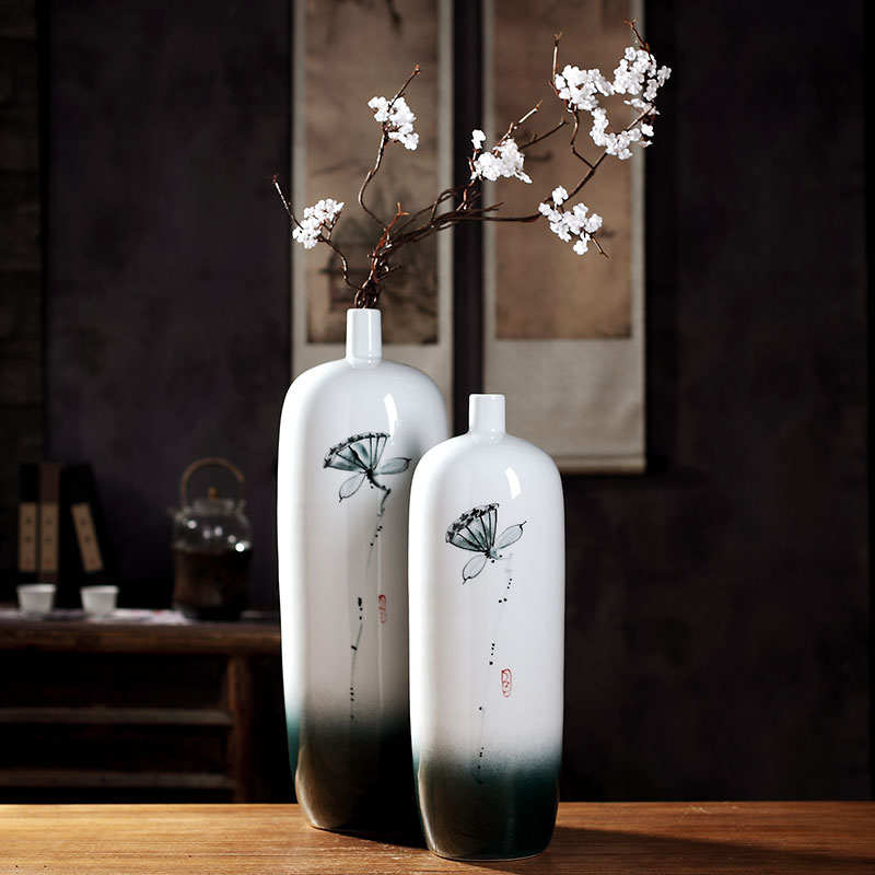 Modern ceramic vase furnishing articles of Chinese style living room dry flower flower arranging new Chinese creative zen desktop porch decoration