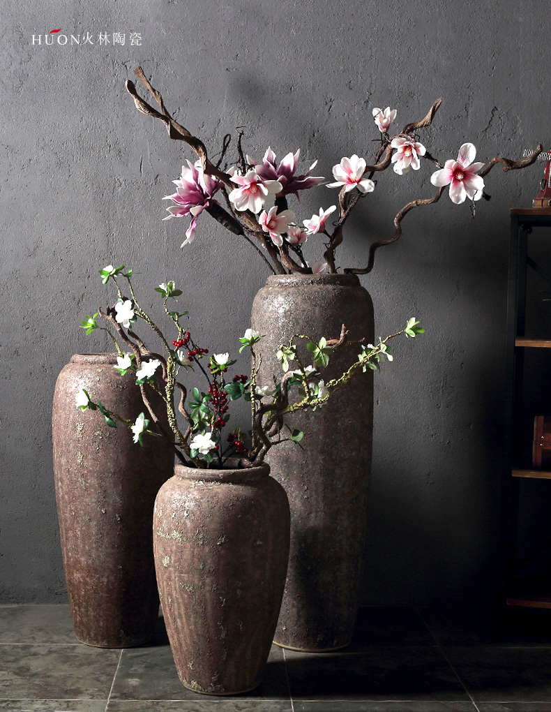 New Chinese style restoring ancient ways of jingdezhen ceramic POTS do old ceramic flower implement sitting room put dried flowers of large vases, coarse pottery furnishing articles