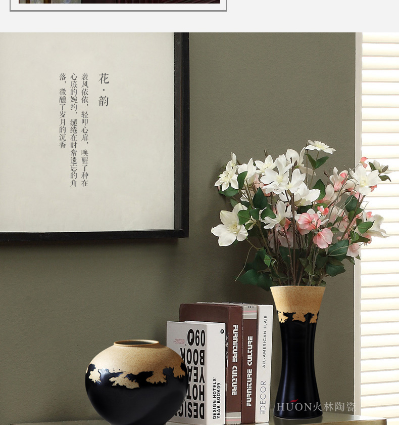 Jingdezhen ceramic POTS coarse pottery retro new classic dry flower vases, furnishing articles sitting room flower arranging creative household act the role ofing is tasted