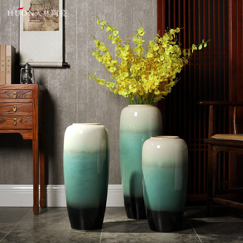 Jingdezhen ceramic floor vase European-style modern minimalist living-room TV cabinet Creative drying flower flower arrangement big swing piece