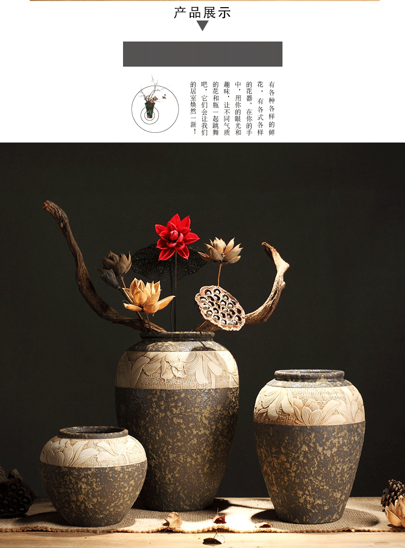 Zen POTS of new Chinese style restoring ancient ways of coarse some ceramic porcelain vase dry flower pot of primitive simplicity manual its decorative furnishing articles