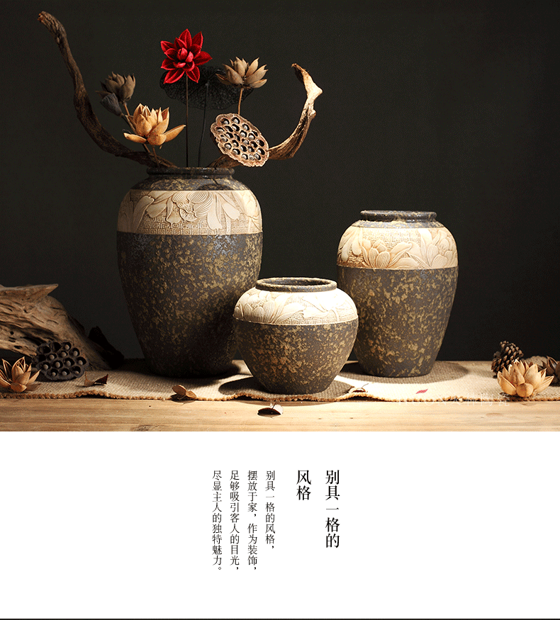 Zen POTS of new Chinese style restoring ancient ways of coarse some ceramic porcelain vase dry flower pot of primitive simplicity manual its decorative furnishing articles