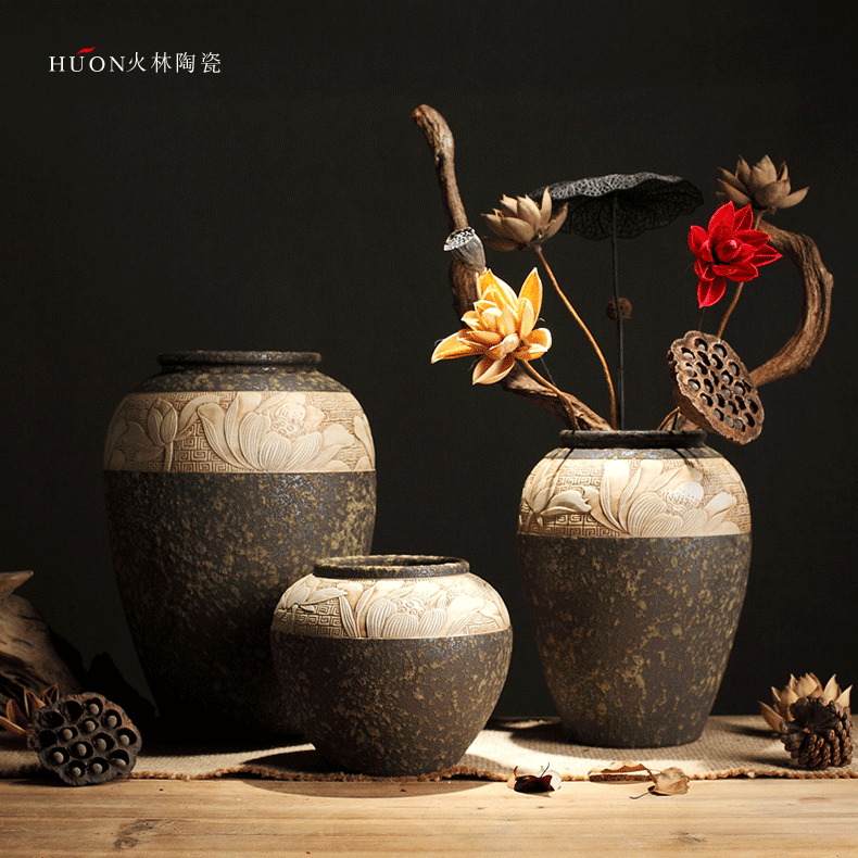 Zen POTS of new Chinese style restoring ancient ways of coarse some ceramic porcelain vase dry flower pot of primitive simplicity manual its decorative furnishing articles