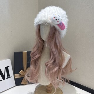 Cute Cartoon Plush Knitted Hat for Women, Thickened for Autumn and Winter, Warm and Cold-Proof, Ear-Protecting, Head-Covering Woolen Hat for Students