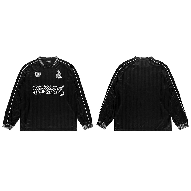 The V Brand Cashew Flower Woven Ribbed Lightweight Quick-Drying Sports Striped Fabric Football Jersey Long-Sleeved T-Shirt The V Brand Cashew Flower Woven Ribbed Lightweight Quick-Drying Sports Striped Fabric Football Jersey Long-Sleeved T-Shirt