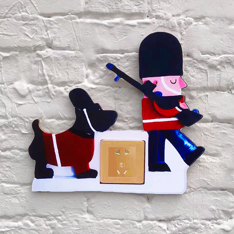 Creative British Soldier Eurowood Switch Applique Home Decoration Goods Furnishing Living-room Bedroom Switch Protective Sleeve