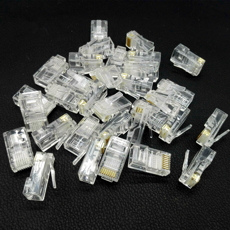 1000 network crystal head 8P8C over five types RJ45 computer crystal head RJ45 joint trifork gold sheet