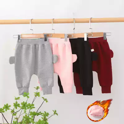Baby baby Harem pants big PP pants Autumn and winter plus velvet men's and women's children's warm pants high waist big butt pants