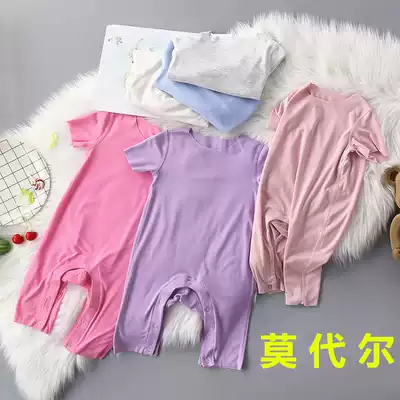 Newborn baby thin incognito boneless children's modal jumpsuit short-sleeved spring and summer men's and women's baby air conditioning clothes