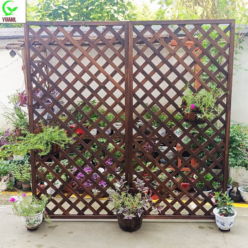 Anti-corrosion wood fence grid fence solid wood fence flower frame outdoor grid balcony wall decoration climbing trellis partition