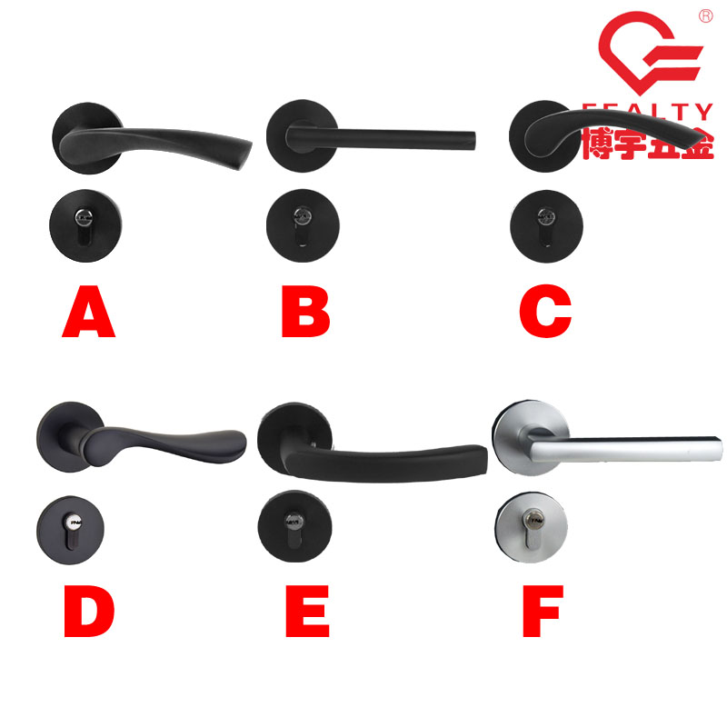 Magnetic Attraction Silent Black Door Lock Two-piece Lock Space Aluminum European Style Modern Minimalist Indoor American Two-style Lock Plate Hand Lock