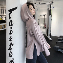 annerun sports blouses woman loose speed jersey fitness gown with long sleeves T-shirt spring autumn style yoga gown running hooded sweatshirt