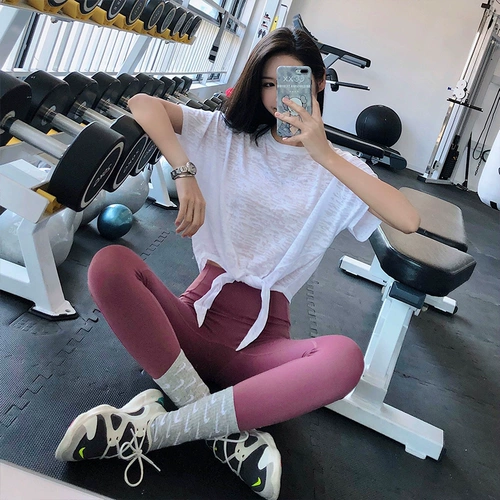 annerun Спортивная быстросохнущая футболка с коротким рукавом для спортзала, сексуальная одежда для йоги, свободный крой, для бега