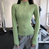 Net red slim zipper sports jacket long sleeve quick-drying fitness clothes tight yoga clothing autumn and winter training running jacket