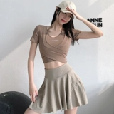 annerun Спортивный комплект, футболка, лонгслив, быстросохнущий топ с чашечками для спортзала, по фигуре