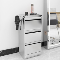 Stainless steel hairdressing cabinet hair salon special cabinet barber shop tool cabinet mirror table rack floor standing small hair cutting Cabinet