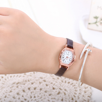 Female Table Retro Watch Student Wine Barrel Han Edition Brief Fashion Trends Real Leather Belt Fashion Machinery Quartz Watch Waterproof