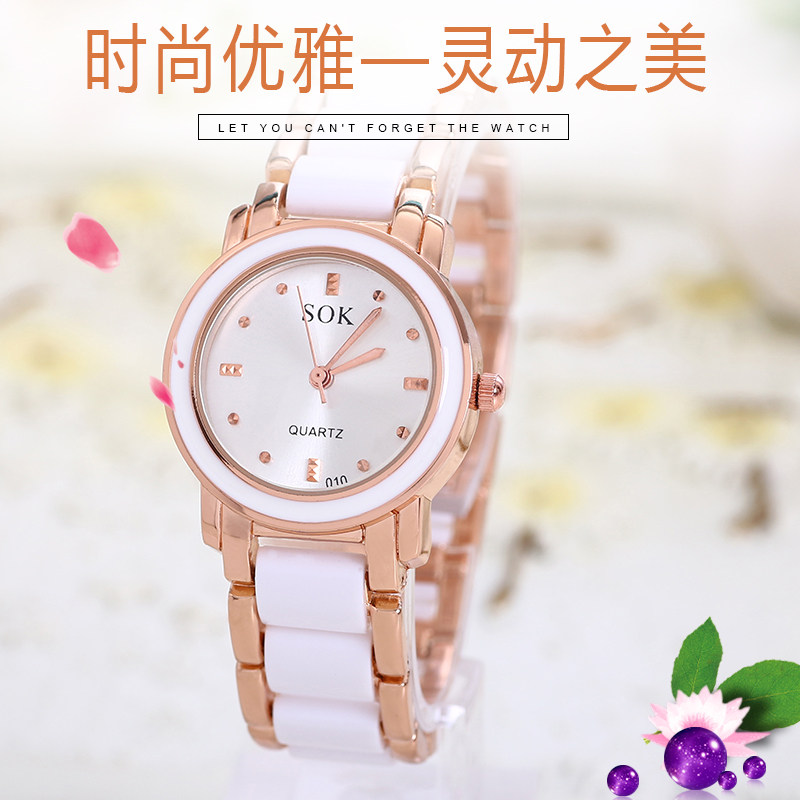 Lady Ceramic Watches Women White Korean Version Trend Quartz Watches Fashion Casual Students Handmade Table Waterproof