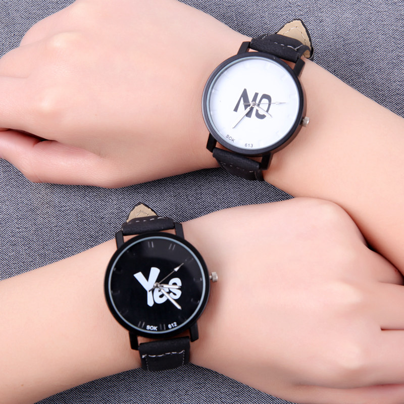 1314 trendy large-cap leather strap male and female Han version waterproof retro minimalist student couple a pair of watches thin